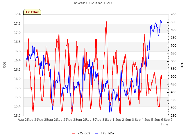 plot of Tower CO2 and H2O