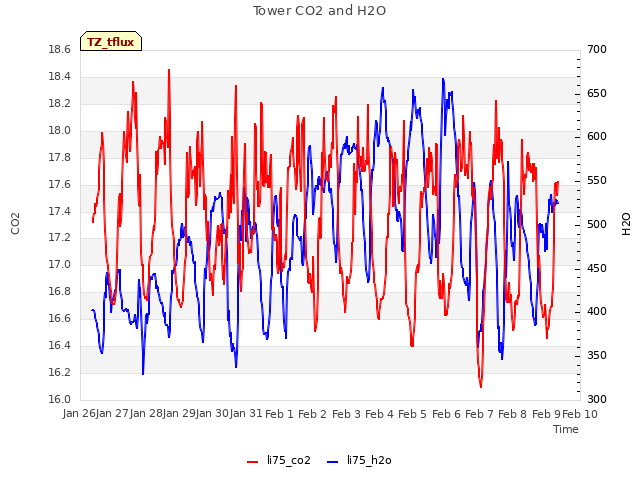 plot of Tower CO2 and H2O