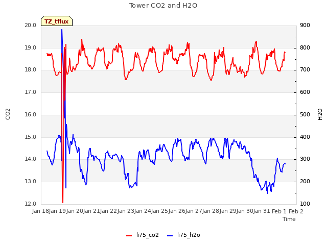 plot of Tower CO2 and H2O
