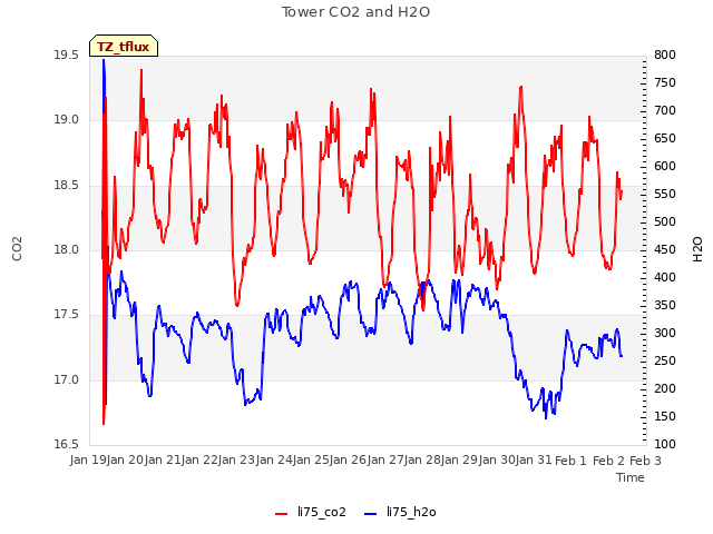 plot of Tower CO2 and H2O