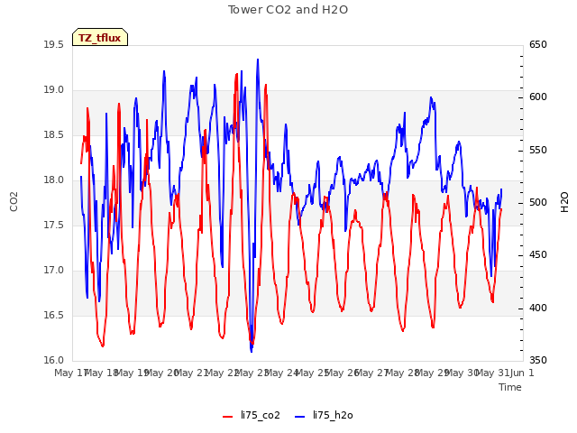 plot of Tower CO2 and H2O