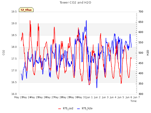 plot of Tower CO2 and H2O