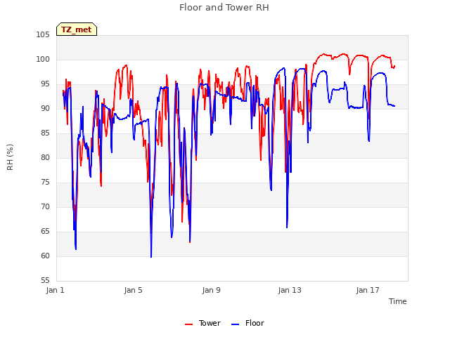 Explore the graph:Floor and Tower RH in a new window