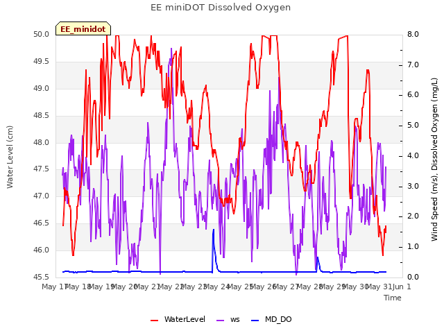 plot of EE miniDOT Dissolved Oxygen