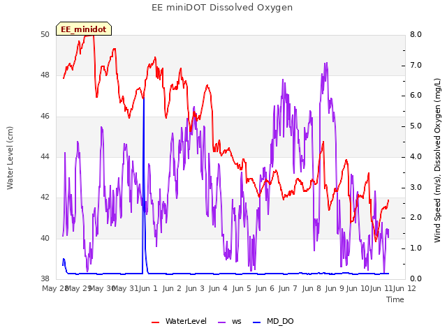 plot of EE miniDOT Dissolved Oxygen