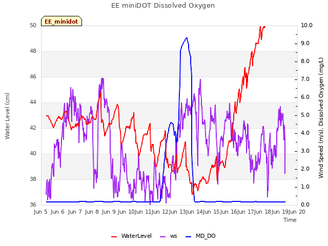 plot of EE miniDOT Dissolved Oxygen