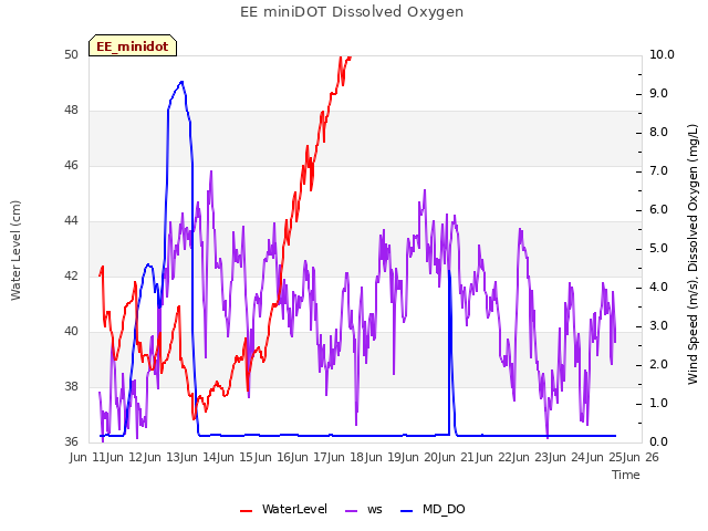 plot of EE miniDOT Dissolved Oxygen