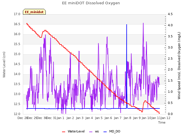 plot of EE miniDOT Dissolved Oxygen