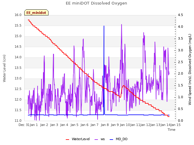 plot of EE miniDOT Dissolved Oxygen