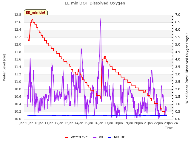 plot of EE miniDOT Dissolved Oxygen