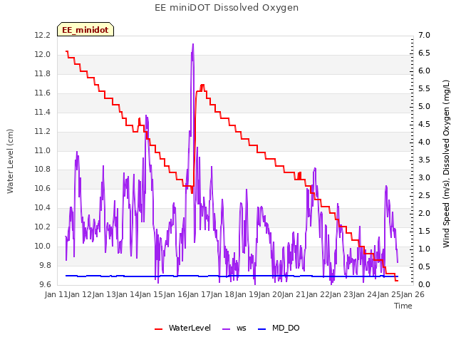 plot of EE miniDOT Dissolved Oxygen