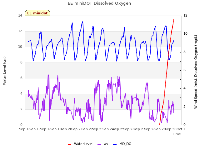 plot of EE miniDOT Dissolved Oxygen