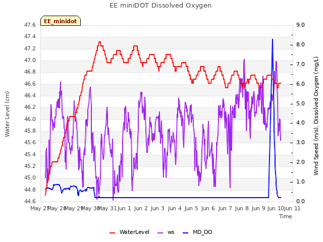 plot of EE miniDOT Dissolved Oxygen