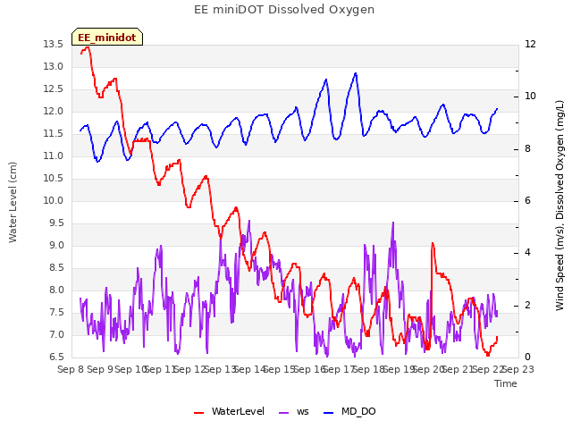 plot of EE miniDOT Dissolved Oxygen