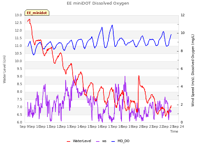 plot of EE miniDOT Dissolved Oxygen