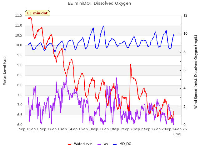 plot of EE miniDOT Dissolved Oxygen
