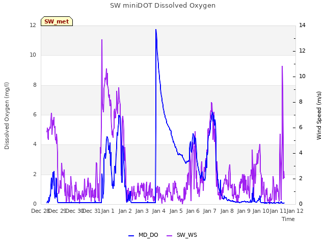 plot of SW miniDOT Dissolved Oxygen