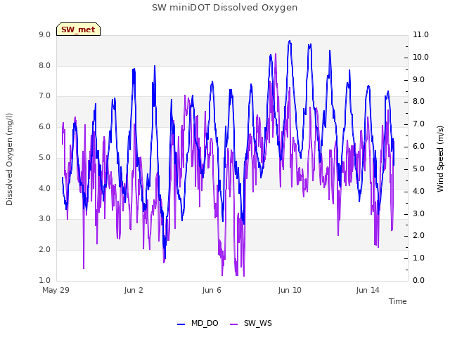 Explore the graph:SW miniDOT Dissolved Oxygen in a new window