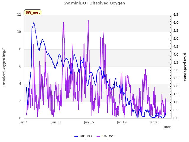 Explore the graph:SW miniDOT Dissolved Oxygen in a new window