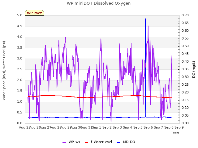 plot of WP miniDOT Dissolved Oxygen