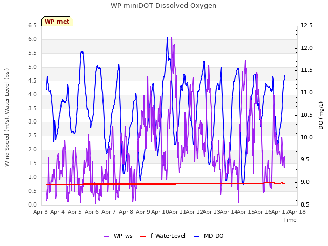 plot of WP miniDOT Dissolved Oxygen