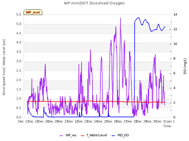 plot of WP miniDOT Dissolved Oxygen