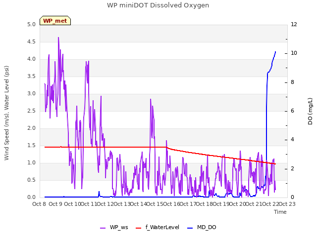 plot of WP miniDOT Dissolved Oxygen