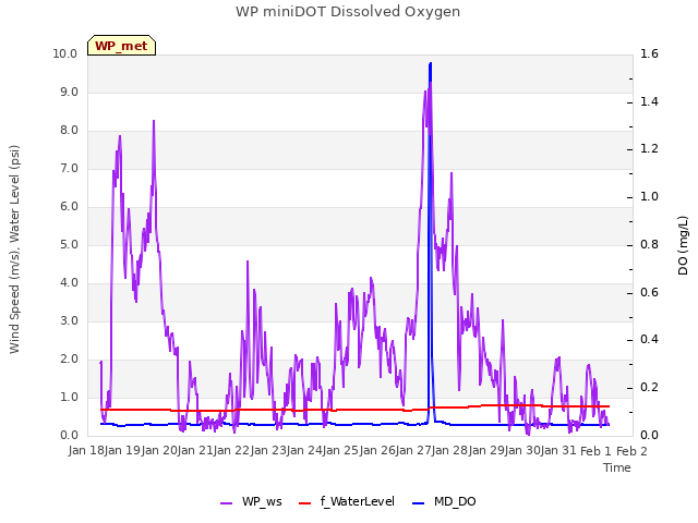 plot of WP miniDOT Dissolved Oxygen