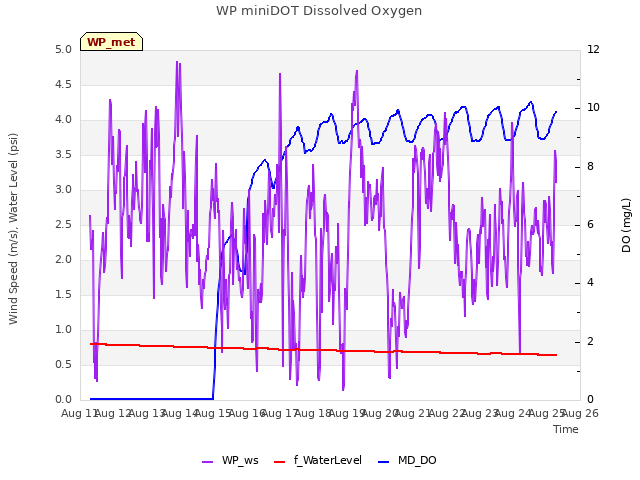 plot of WP miniDOT Dissolved Oxygen