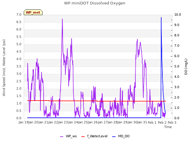 plot of WP miniDOT Dissolved Oxygen
