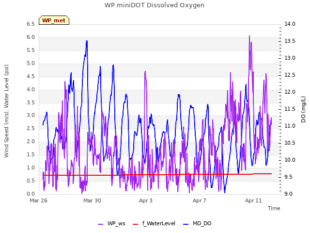 Explore the graph:WP miniDOT Dissolved Oxygen in a new window