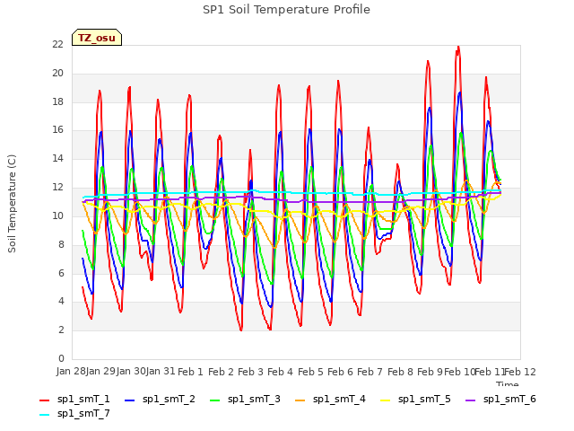 plot of SP1 Soil Temperature Profile