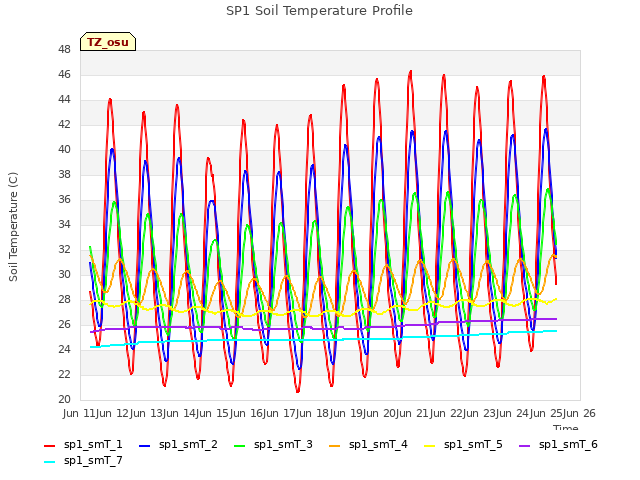 plot of SP1 Soil Temperature Profile