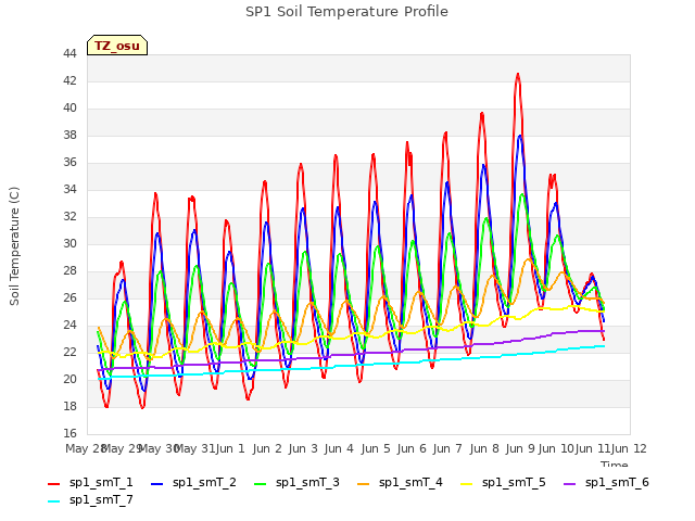 plot of SP1 Soil Temperature Profile