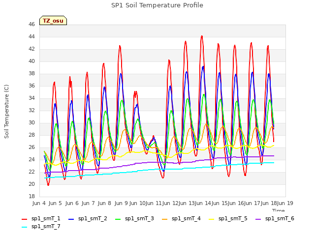 plot of SP1 Soil Temperature Profile