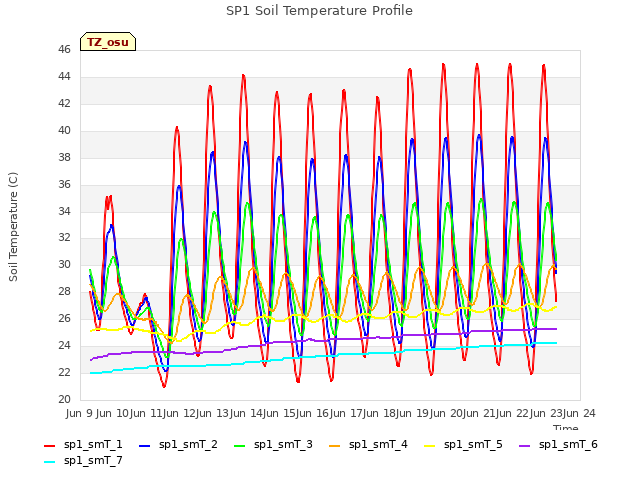 plot of SP1 Soil Temperature Profile