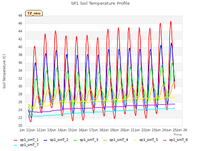plot of SP1 Soil Temperature Profile