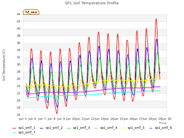 plot of SP1 Soil Temperature Profile