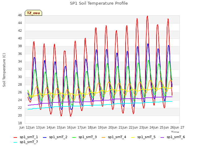 plot of SP1 Soil Temperature Profile