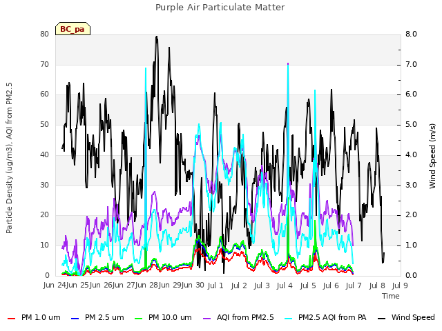 plot of Purple Air Particulate Matter