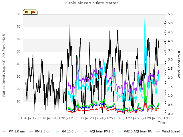 plot of Purple Air Particulate Matter