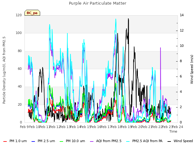 plot of Purple Air Particulate Matter