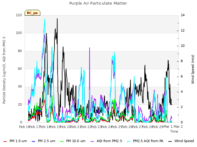 plot of Purple Air Particulate Matter