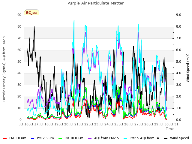 plot of Purple Air Particulate Matter