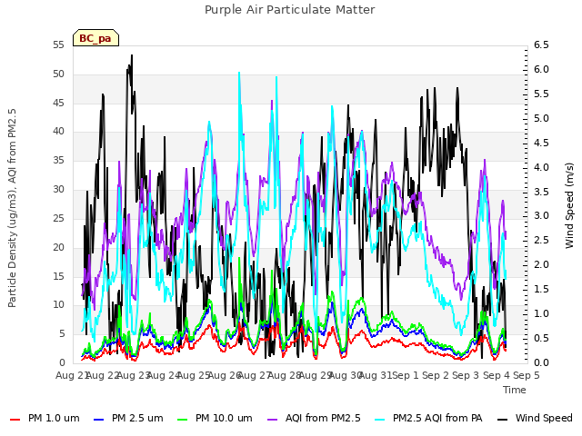 plot of Purple Air Particulate Matter