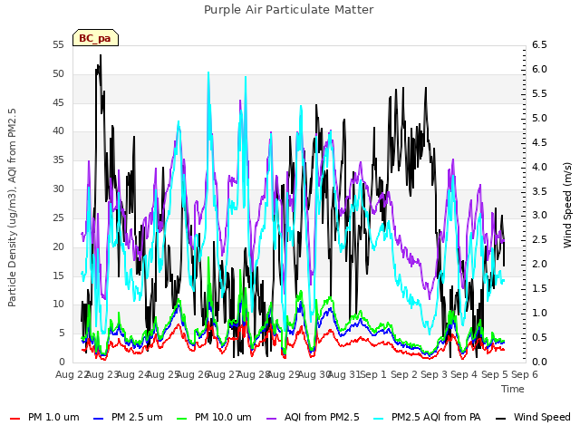 plot of Purple Air Particulate Matter