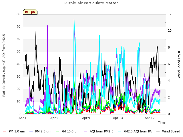 Explore the graph:Purple Air Particulate Matter in a new window