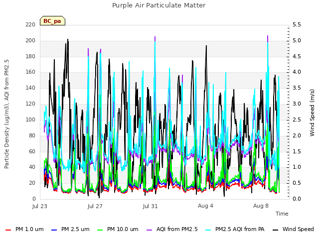 Explore the graph:Purple Air Particulate Matter in a new window