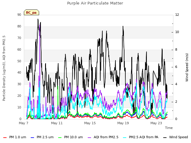 Explore the graph:Purple Air Particulate Matter in a new window