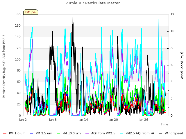 Graph showing Purple Air Particulate Matter